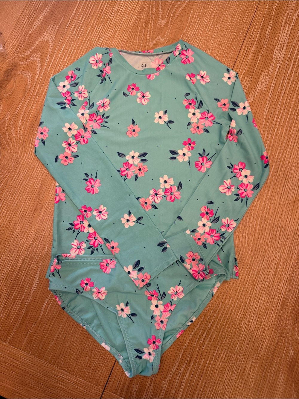GAP Mint Floral Long-Sleeve Rash Guard Swimsuit Set